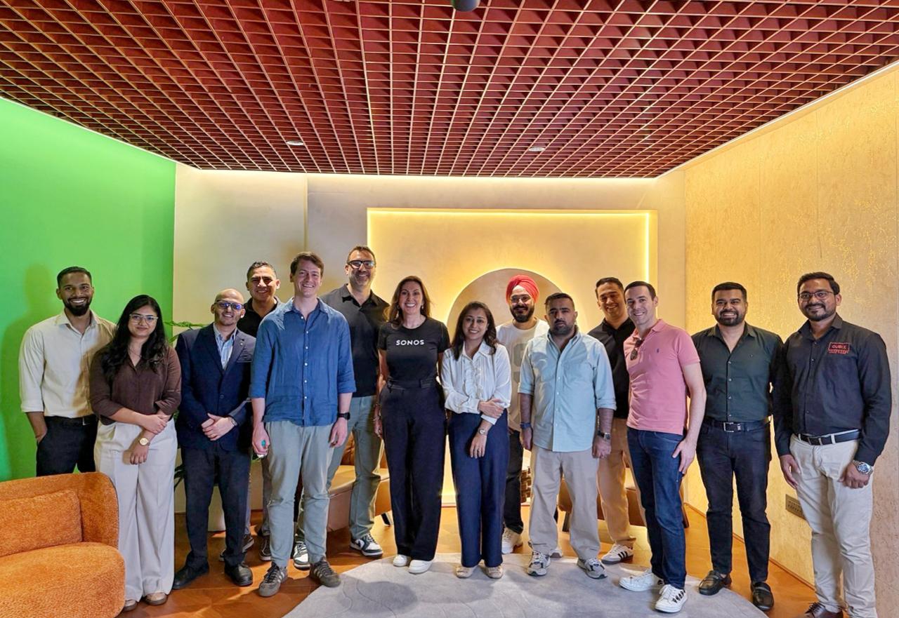 Sonos global team with Luxury Personified and Qubix at the Qubix Experience Center, Bangalore — April 2026